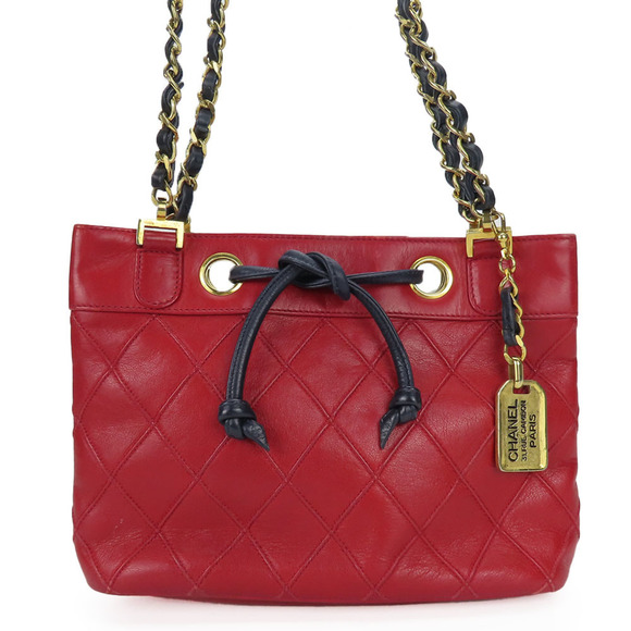 CHANEL Red Lambskin Leather Shoulder Bag - Picture 1 of 11
